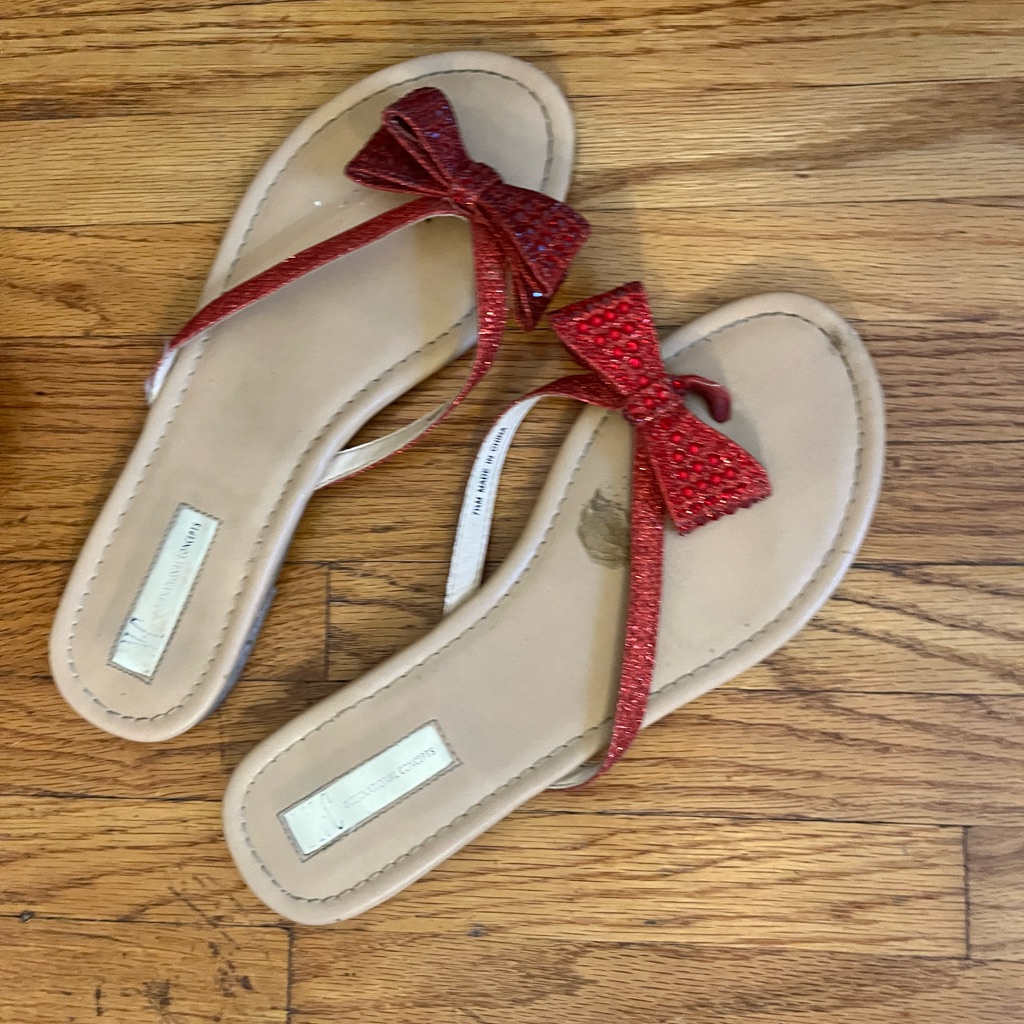 Ruby Red Bow Flop Flops